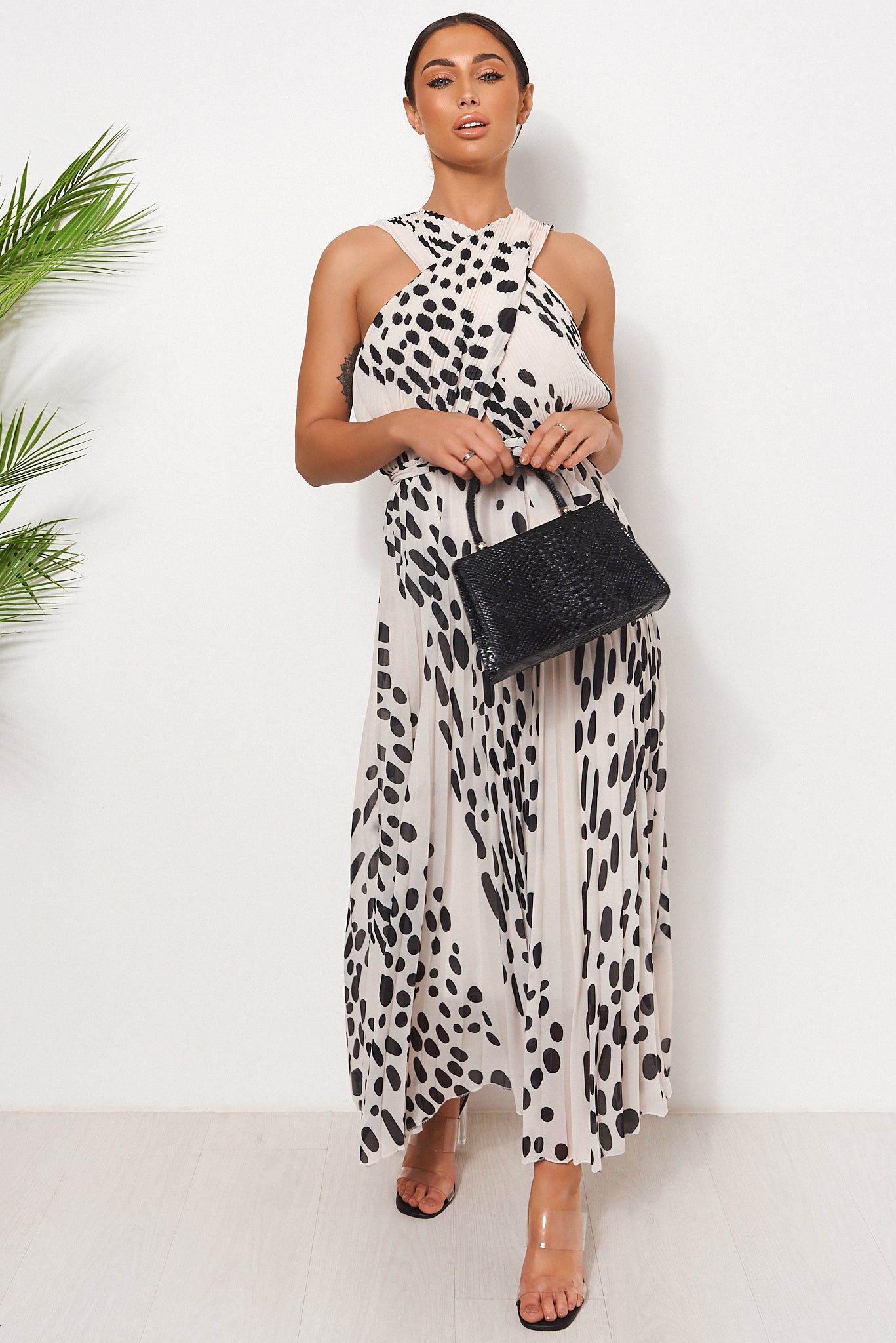 Black & White Cross Front Maxi Dress